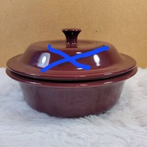 Pampered Chef Family Heritage Cranberry Small Round Baking Dish- NO COVER